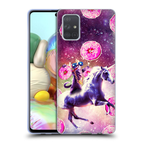 Random Galaxy Mixed Designs Thug Cat Riding Unicorn Soft Gel Case for Samsung Galaxy A71 (2019)