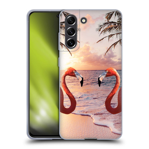 Random Galaxy Mixed Designs Flamingos & Palm Trees Soft Gel Case for Samsung Galaxy S21 FE 5G