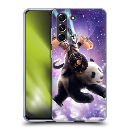 Random Galaxy Mixed Designs Warrior Cat Riding Panda Soft Gel Case for Samsung Galaxy S21 FE 5G