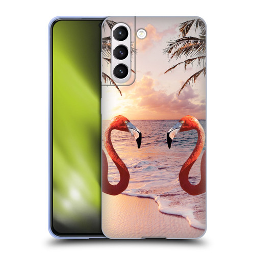 Random Galaxy Mixed Designs Flamingos & Palm Trees Soft Gel Case for Samsung Galaxy S21 5G