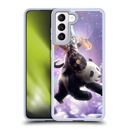 Random Galaxy Mixed Designs Warrior Cat Riding Panda Soft Gel Case for Samsung Galaxy S21 5G