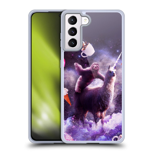 Random Galaxy Mixed Designs Sloth Riding Unicorn Soft Gel Case for Samsung Galaxy S21+ 5G