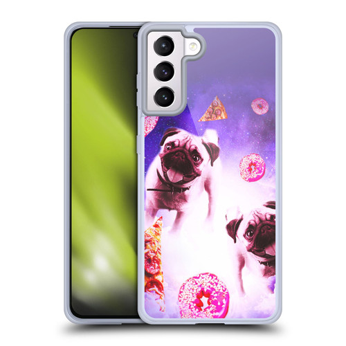 Random Galaxy Mixed Designs Pugs Pizza & Donut Soft Gel Case for Samsung Galaxy S21+ 5G
