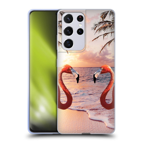 Random Galaxy Mixed Designs Flamingos & Palm Trees Soft Gel Case for Samsung Galaxy S21 Ultra 5G