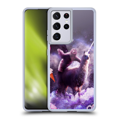 Random Galaxy Mixed Designs Sloth Riding Unicorn Soft Gel Case for Samsung Galaxy S21 Ultra 5G