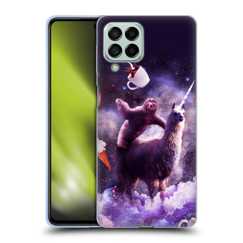 Random Galaxy Mixed Designs Sloth Riding Unicorn Soft Gel Case for Samsung Galaxy M53 (2022)