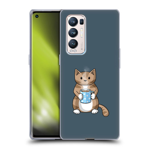 Beth Wilson Doodlecats Coffee Drinking Soft Gel Case for OPPO Find X3 Neo / Reno5 Pro+ 5G