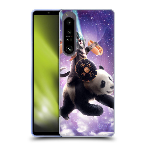 Random Galaxy Mixed Designs Warrior Cat Riding Panda Soft Gel Case for Sony Xperia 1 IV