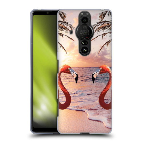 Random Galaxy Mixed Designs Flamingos & Palm Trees Soft Gel Case for Sony Xperia Pro-I