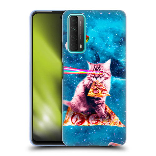 Random Galaxy Space Cat Lazer Eye & Pizza Soft Gel Case for Huawei P Smart (2021)