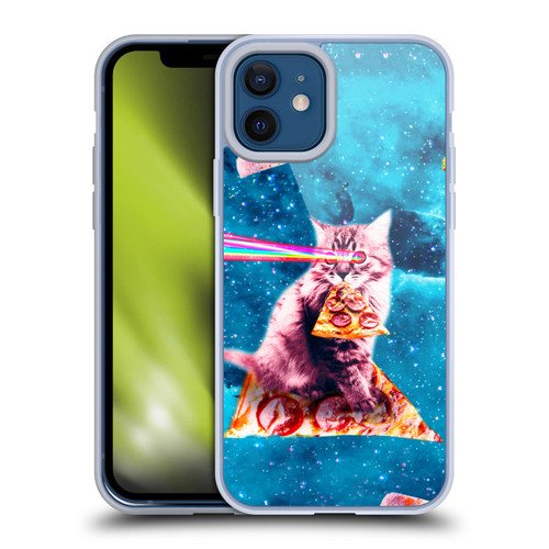 Random Galaxy Space Cat Lazer Eye & Pizza Soft Gel Case for Apple iPhone 12 / iPhone 12 Pro