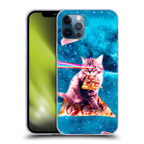 Random Galaxy Space Cat Lazer Eye & Pizza Soft Gel Case for Apple iPhone 12 / iPhone 12 Pro