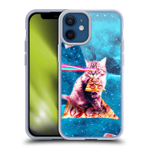 Random Galaxy Space Cat Lazer Eye & Pizza Soft Gel Case for Apple iPhone 12 Mini