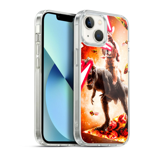 Random Galaxy Space Cat Dinosaur & Dog Lazer Eye Soft Gel Case for Apple iPhone 13