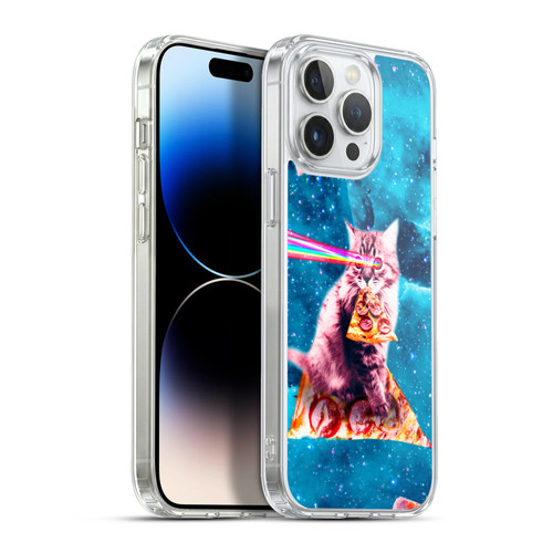 Random Galaxy Space Cat Lazer Eye & Pizza Soft Gel Case for Apple iPhone 13 Pro Max & MagSafe