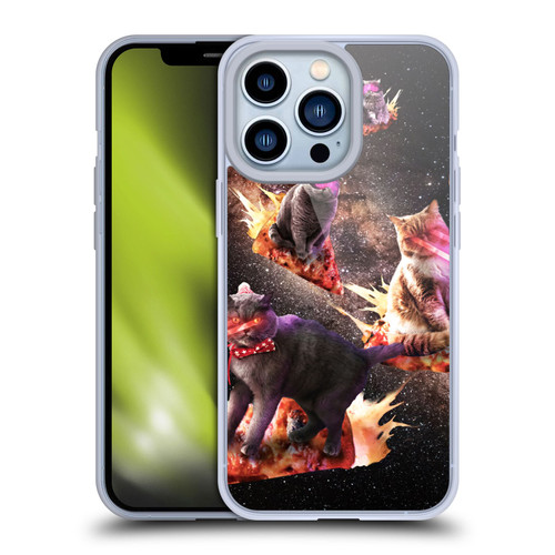 Random Galaxy Space Cat Fire Pizza Soft Gel Case for Apple iPhone 13 Pro
