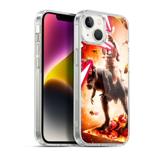 Random Galaxy Space Cat Dinosaur & Dog Lazer Eye Soft Gel Case for Apple iPhone 14 Plus & MagSafe