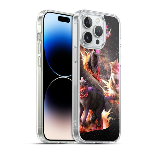 Random Galaxy Space Cat Fire Pizza Soft Gel Case for Apple iPhone 14 Pro Max & MagSafe