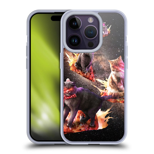 Random Galaxy Space Cat Fire Pizza Soft Gel Case for Apple iPhone 14 Pro