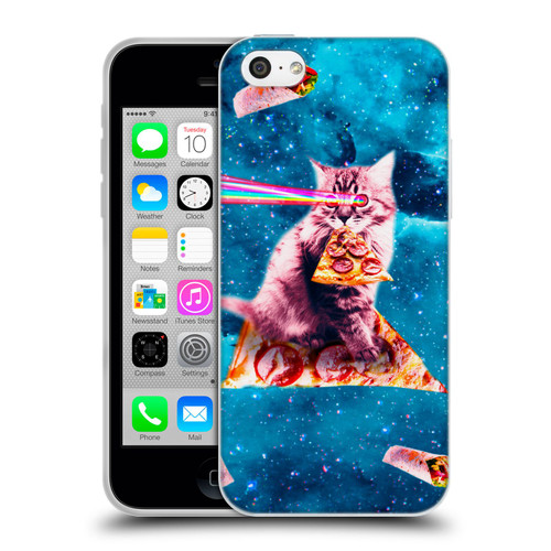 Random Galaxy Space Cat Lazer Eye & Pizza Soft Gel Case for Apple iPhone 5c
