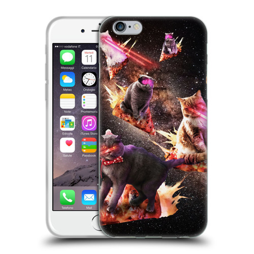 Random Galaxy Space Cat Fire Pizza Soft Gel Case for Apple iPhone 6 / iPhone 6s