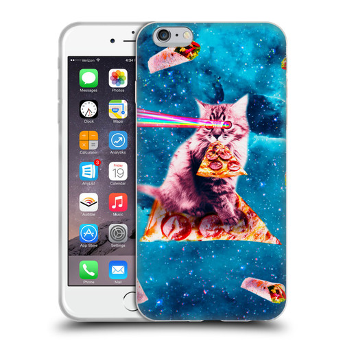Random Galaxy Space Cat Lazer Eye & Pizza Soft Gel Case for Apple iPhone 6 Plus / iPhone 6s Plus