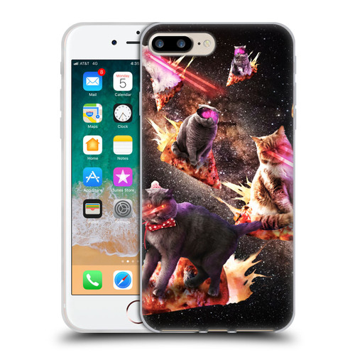 Random Galaxy Space Cat Fire Pizza Soft Gel Case for Apple iPhone 7 Plus / iPhone 8 Plus