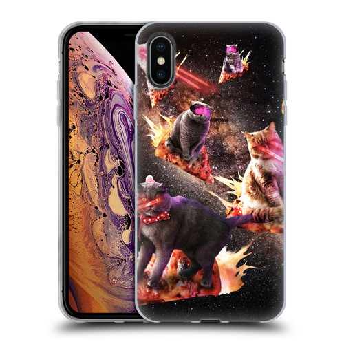 Random Galaxy Space Cat Fire Pizza Soft Gel Case for Apple iPhone XS Max