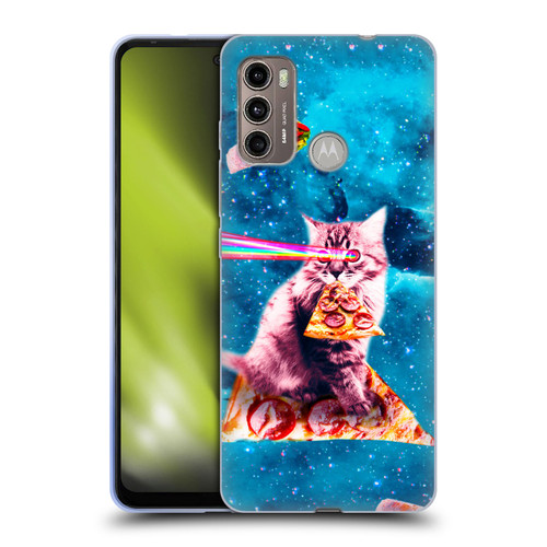 Random Galaxy Space Cat Lazer Eye & Pizza Soft Gel Case for Motorola Moto G60 / Moto G40 Fusion