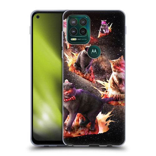 Random Galaxy Space Cat Fire Pizza Soft Gel Case for Motorola Moto G Stylus 5G 2021