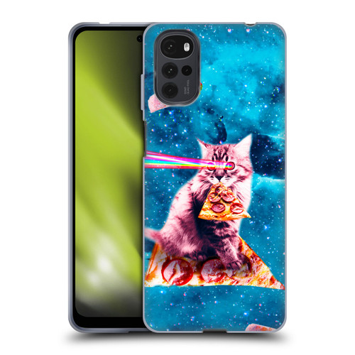Random Galaxy Space Cat Lazer Eye & Pizza Soft Gel Case for Motorola Moto G22