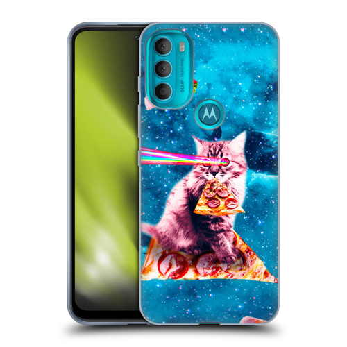 Random Galaxy Space Cat Lazer Eye & Pizza Soft Gel Case for Motorola Moto G71 5G