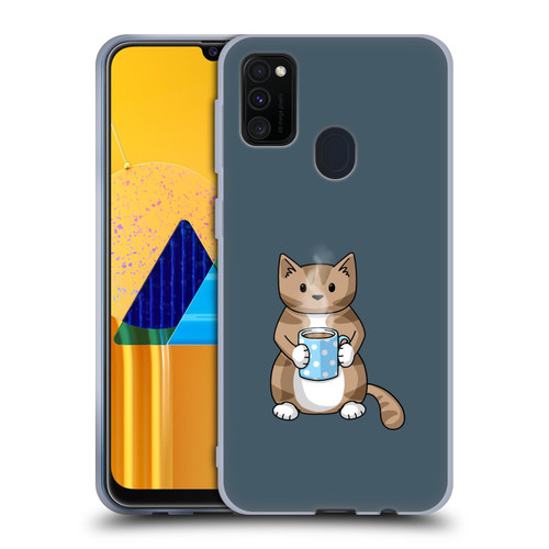 Beth Wilson Doodlecats Coffee Drinking Soft Gel Case for Samsung Galaxy M30s (2019)/M21 (2020)
