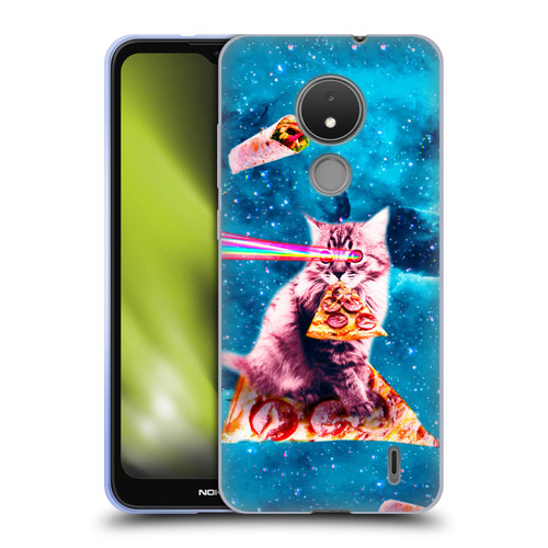 Random Galaxy Space Cat Lazer Eye & Pizza Soft Gel Case for Nokia C21
