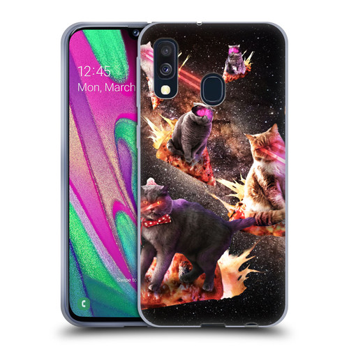 Random Galaxy Space Cat Fire Pizza Soft Gel Case for Samsung Galaxy A40 (2019)