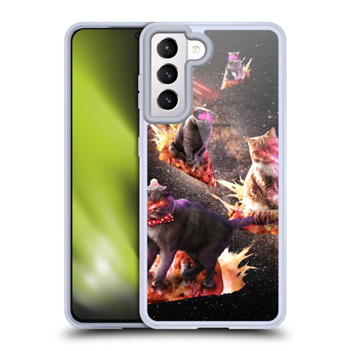 Random Galaxy Space Cat Fire Pizza Soft Gel Case for Samsung Galaxy S21 5G