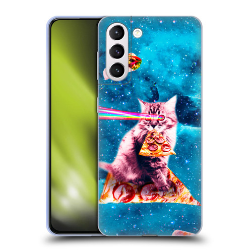 Random Galaxy Space Cat Lazer Eye & Pizza Soft Gel Case for Samsung Galaxy S21+ 5G
