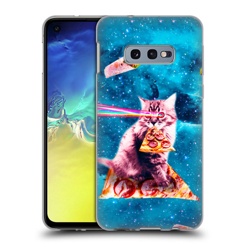 Random Galaxy Space Cat Lazer Eye & Pizza Soft Gel Case for Samsung Galaxy S10e