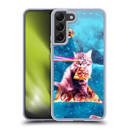 Random Galaxy Space Cat Lazer Eye & Pizza Soft Gel Case for Samsung Galaxy S22+ 5G