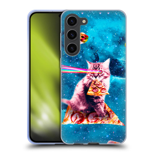 Random Galaxy Space Cat Lazer Eye & Pizza Soft Gel Case for Samsung Galaxy S23+ 5G