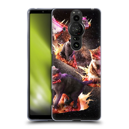 Random Galaxy Space Cat Fire Pizza Soft Gel Case for Sony Xperia Pro-I