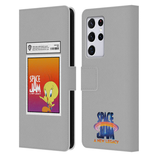 Space Jam: A New Legacy Graphics Tweety Bird Card Leather Book Wallet Case Cover For Samsung Galaxy S21 Ultra 5G