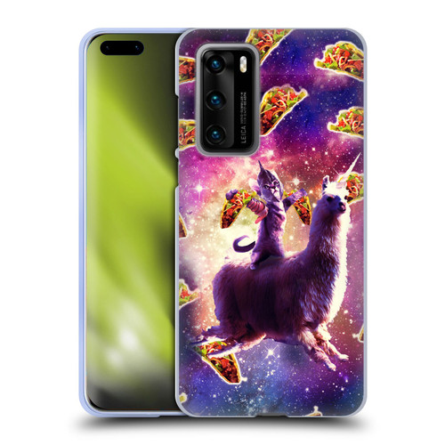 Random Galaxy Space Llama Warrior Cat & Tacos Soft Gel Case for Huawei P40 5G