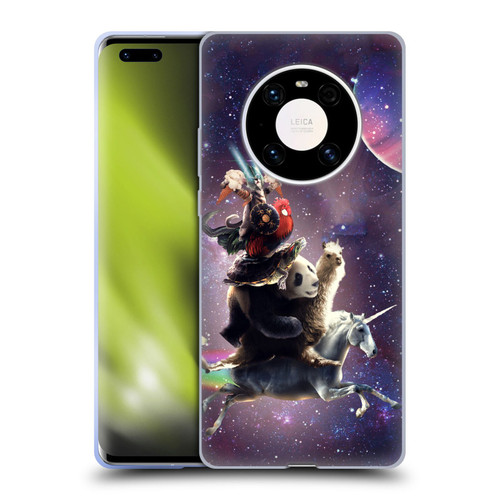 Random Galaxy Space Llama Unicorn Space Ride Soft Gel Case for Huawei Mate 40 Pro 5G