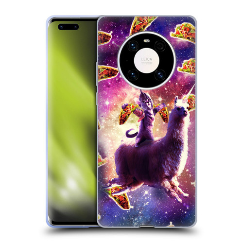 Random Galaxy Space Llama Warrior Cat & Tacos Soft Gel Case for Huawei Mate 40 Pro 5G