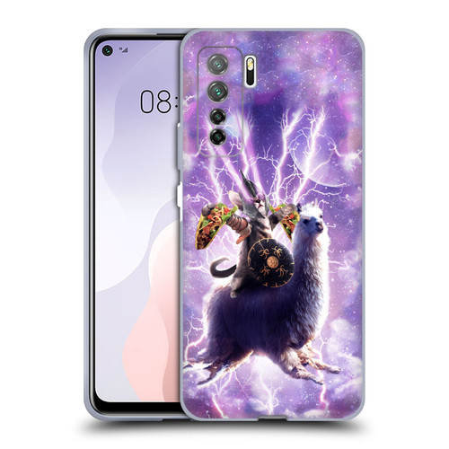Random Galaxy Space Llama Lazer Cat & Tacos Soft Gel Case for Huawei Nova 7 SE/P40 Lite 5G