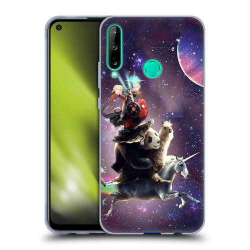 Random Galaxy Space Llama Unicorn Space Ride Soft Gel Case for Huawei P40 lite E