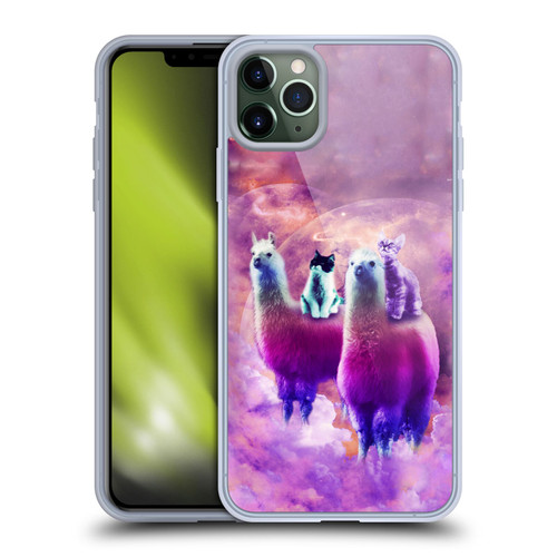 Random Galaxy Space Llama Kitty & Cat Soft Gel Case for Apple iPhone 11 Pro Max