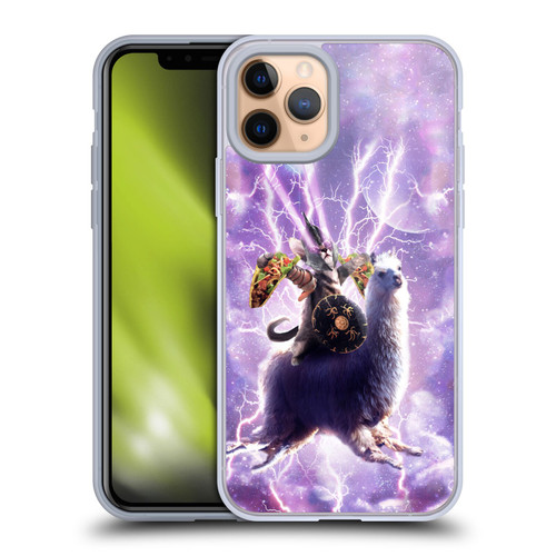Random Galaxy Space Llama Lazer Cat & Tacos Soft Gel Case for Apple iPhone 11 Pro
