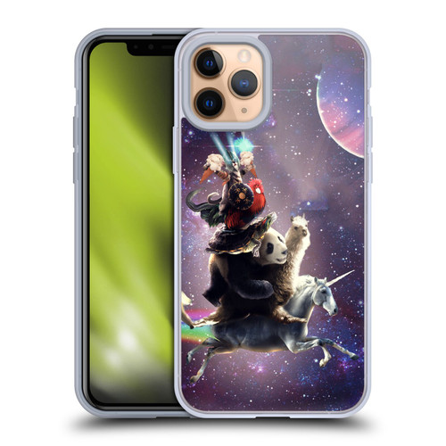 Random Galaxy Space Llama Unicorn Space Ride Soft Gel Case for Apple iPhone 11 Pro